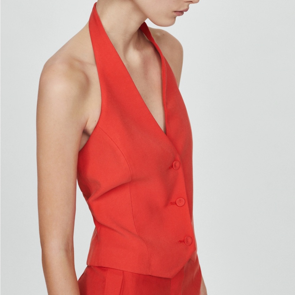Suit waistcoat with buttons Mango size S orange-red